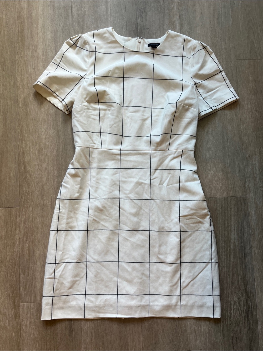 Ann Taylor White Windowpane Sheath Dress